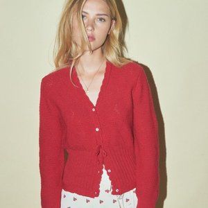 ROUJE Emile Red Cardigan Sweater Rouge 34